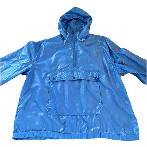 Vintage Izod Lacoste Blue Nylon 1/2 Zip Windbreaker Jacket Sz Large Front Pouch - Picture 5 of 13